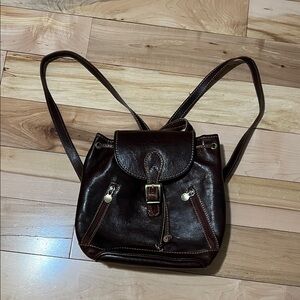 Italian Made Brown Leather Backpack